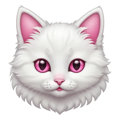 White kitten with pink heart eyes sticker