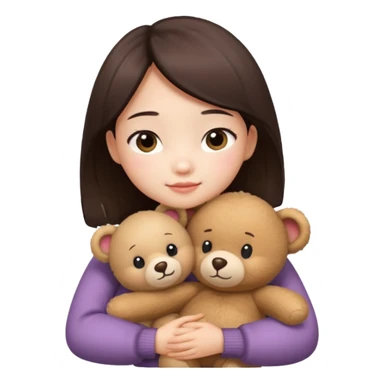 Little chinese girl – hugging a teddy bear.
 sticker