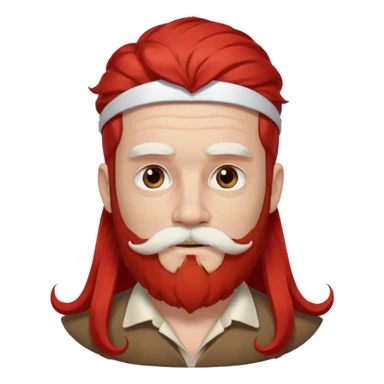 very white bearded and white mustached, red long haired, wearing ear accessories sticker