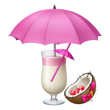 coconut drink with pink umbrella sticker