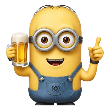 minion with a beer saying cheers sticker