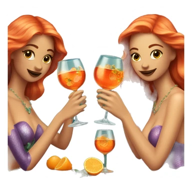 Three beautiful mermaids drinking aperol  sticker