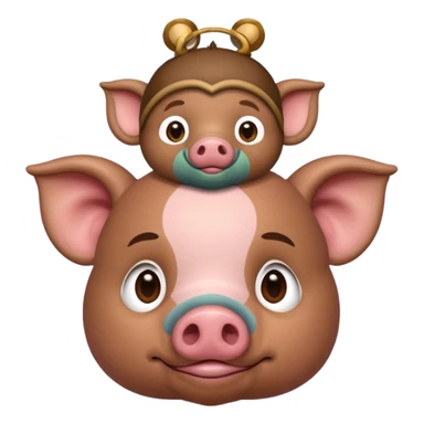 El cerdito de Moana con un monito en su cabeza sticker