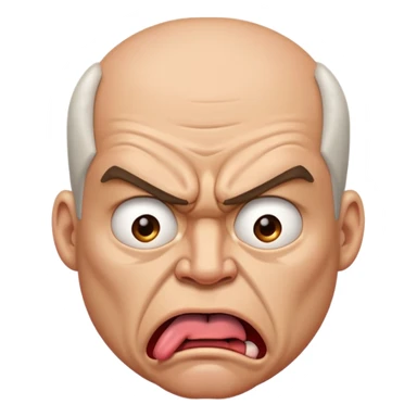 an angry face with his tounge sticking out sticker