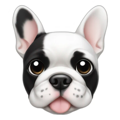 White French bulldog with black on the right and ears, black eyes sticker