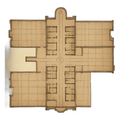 floor plan of a church, medieval, written on a scroll sticker
