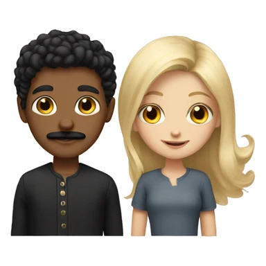 blonde girl with black haired boy with mustache  sticker