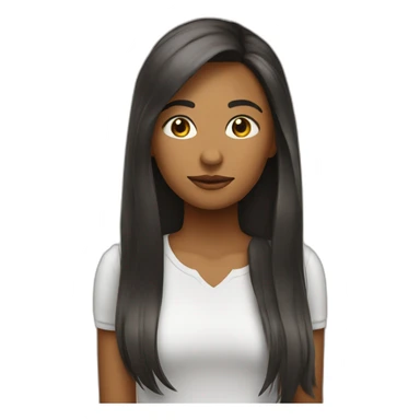 Chica pelo negro lacio largo y piel moreno claro saludando  sticker