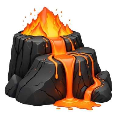 A lava flow spilling slowly over blackened rocks. sticker