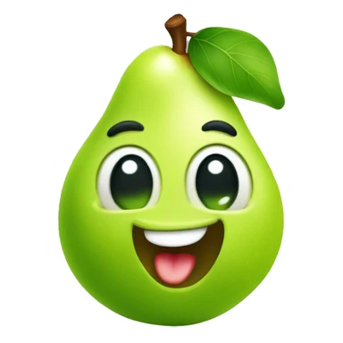 Shiny Green Cute pear with tongue sticker