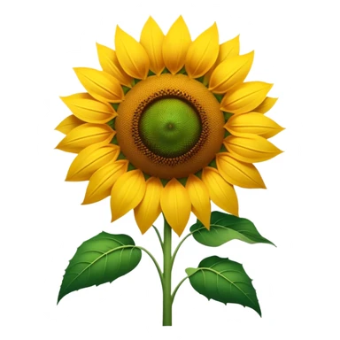 Cinematic Realistic Sunflower Emoji, Tall and bright, with a large, golden-yellow blossom facing the sun, its broad, textured petals surrounding a dark center. The sturdy green stalks and leaves frame the vibrant flower, while a gentle breeze causes the petals to sway. Soft glowing outline, capturing the essence of sunshine and warmth in a cheerful, towering sunflower! sticker