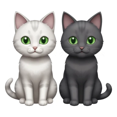 2 different coloured small cats including one dark grey and white cat and one completely solid dark grey cat with green eyes and only white paws sticker