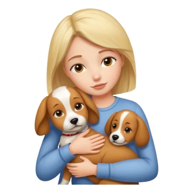 girl hugging a dog sticker