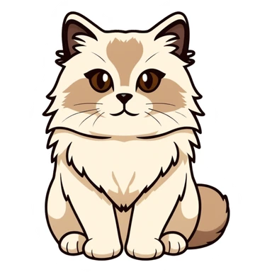 Seal point ragdoll with brown face and nose sticker