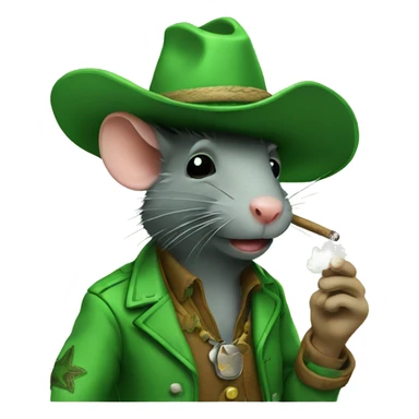 Green cowboy rat smoking sticker