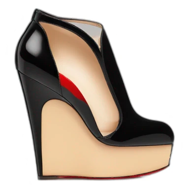 WEDGE heel LOUBOUTIN black leather PATENT sticker