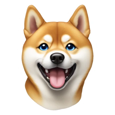 playful shiba inu tongue out blue eyes sticker