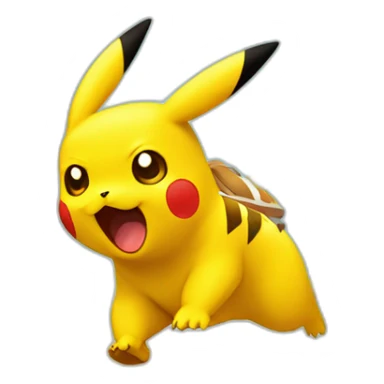pikachu running after dinosaur sticker