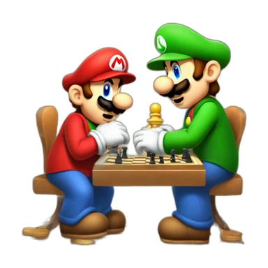 mario and luigi playing chess game sticker
