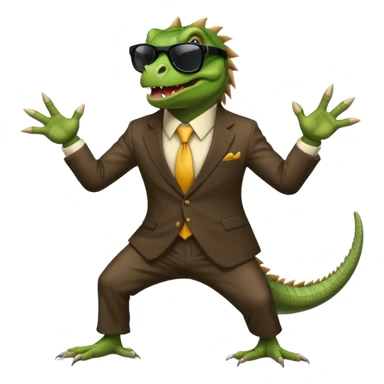 capitalist iguana banker godfather with black sunglasses breakdance scaring sticker