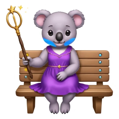 koala purple drees eyelashe magic wand sit down on the bench sticker