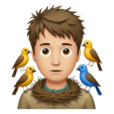 Man who has a Birds Nest haircut sticker