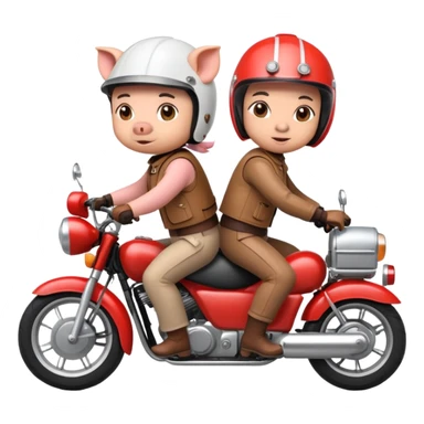 pig couple riding a motorbike together sticker