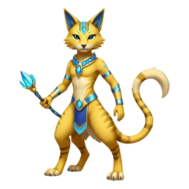 Modern anthropomorphic furry futuristic shiny colorful Bastet-Lombax-Zeraora-Renamon-fusion (full body) sticker