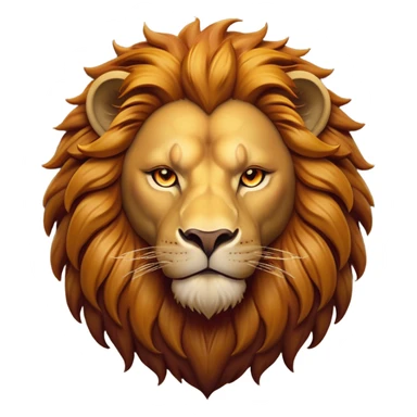 Cinematic Noble Lion Portrait Emoji, Poised and regal, with a powerful, muscular build and a majestic, tawny mane, deep-set soulful amber eyes, Simplified yet sharp and sophisticated features, highly detailed, glowing with a warm, dignified glow, high shine, intelligent and fierce, stylized with an air of wild majesty, focused and attentive, soft glowing outline, capturing the essence of a watchful and confident king, so majestic it feels as though it could roar out of the screen with effortless authority! sticker