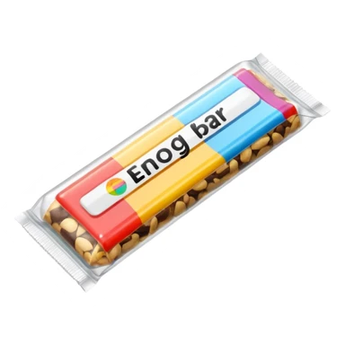 Create an emoji of an energy bar that you can eat, with plastic packaging. sticker