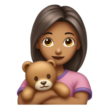Une fille avec un doudou sticker
