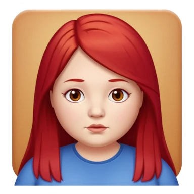 chubby white woman cherry red long straight hair parted middle sticker