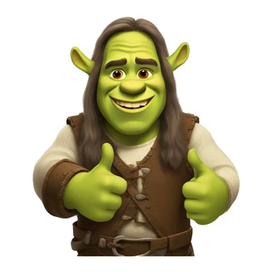 shrek with long hair giving a thumbs up sticker
