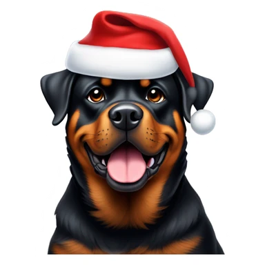 Rottweiler wearing a Santa hat sticker