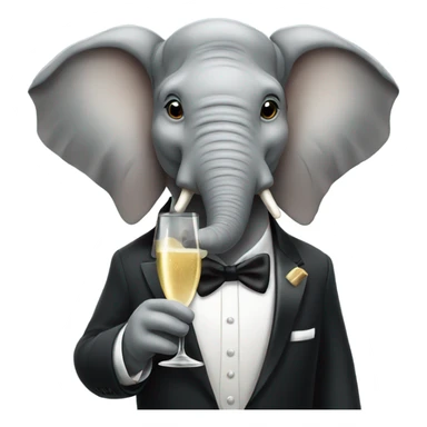 Elephant wearing a tux drinking champagne  sticker