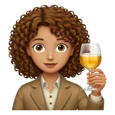 Curly haired curl with brown hair toasting with alcohol sticker
