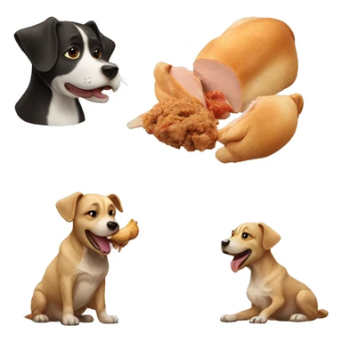 Dog eating a chicken  sticker