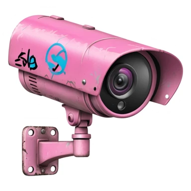 Security Camera pink with graffity sticker