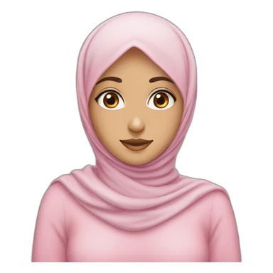 white brown eyes muslim girl with pink hijab sticker