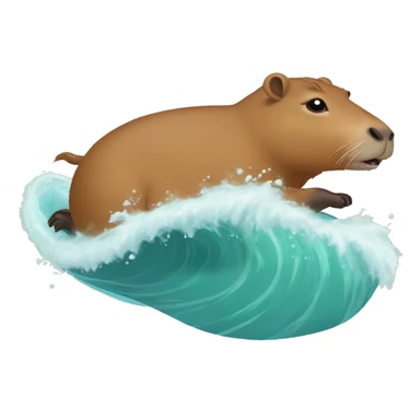 Capybara riding waves sticker