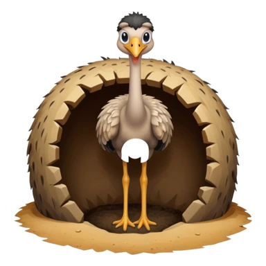 Ostrich with head inside a hole in the ground sticker