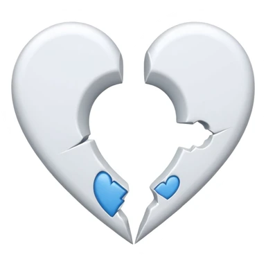 a white heart broken into two pieces sticker