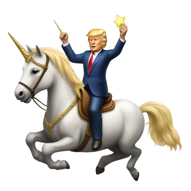 Donald Trump riding a unicorn  sticker