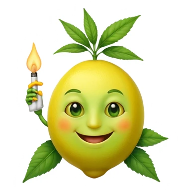 Happy faced Lemon smoking marijuana sticker