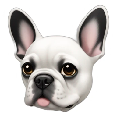 White French bulldog with black on the right and ears, black eyes sticker