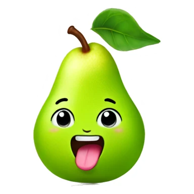 Shiny Green Cute pear with tongue sticker