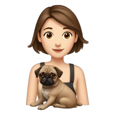 Girl with brown hair and brown pug sticker