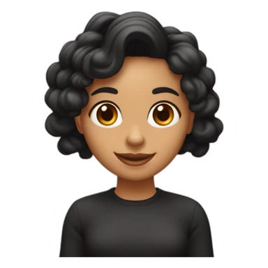 Una chica trigueña con pelo negro con ondas, sonriente con hoyuelos en las mejillas  sticker