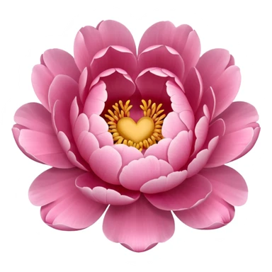 Peony of soft pink color with a heart sticker