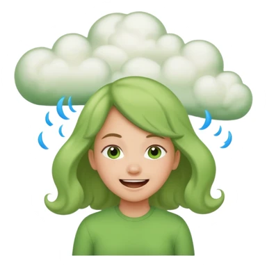 Girl farting green fart clouds sticker